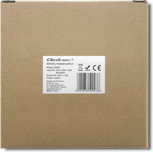 Immagine prodotto Qoltec 50997 Alimentatore per guida DIN 240W