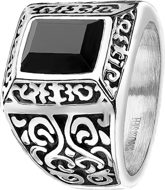 Actual product image Star Piercing Silver vintage ring with square jewel (67, 925 Silver)