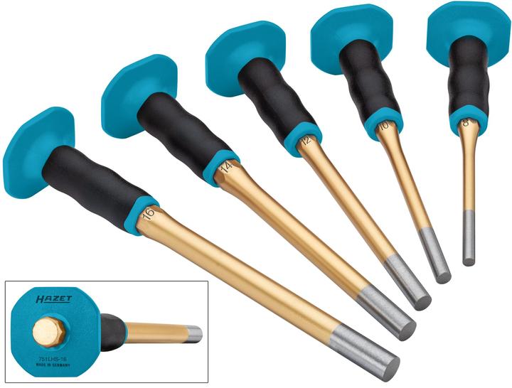 Produktbild HAZET Splinttreiber Satz ∙ mit Handschutz ∙ lang 751LHS/5-1 ∙ 5-teilig