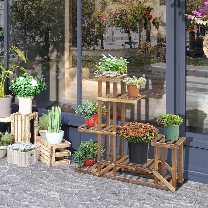 Immagine prodotto Swisshandel24 Scaffale per piante Supporto per fiori Legno massiccio 6 livelli Scaffale per fiori a quattro
