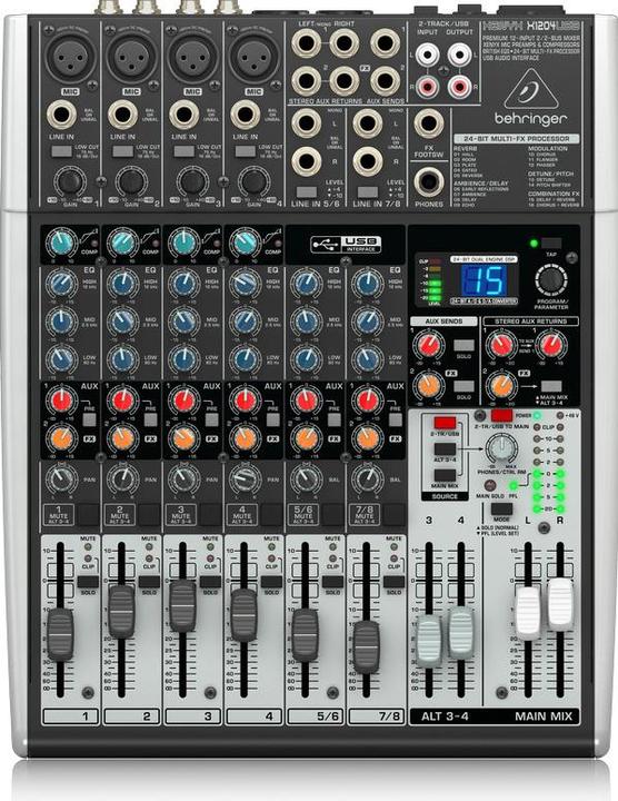 Behringer XENYX X1204USB, 8 Kanal Mischpult Effekten und USB (Studio- und Livemixer)