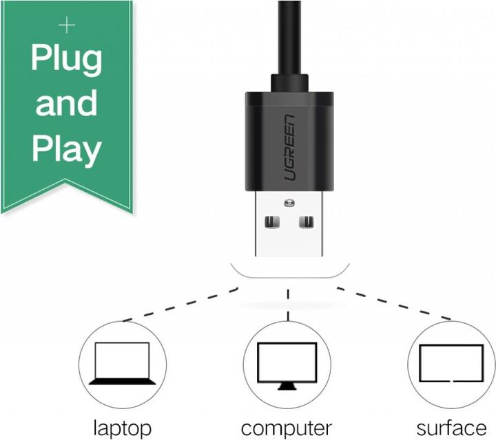 Actual product image Ugreen External USB sound card for headphones, speakers, headsets (USB)