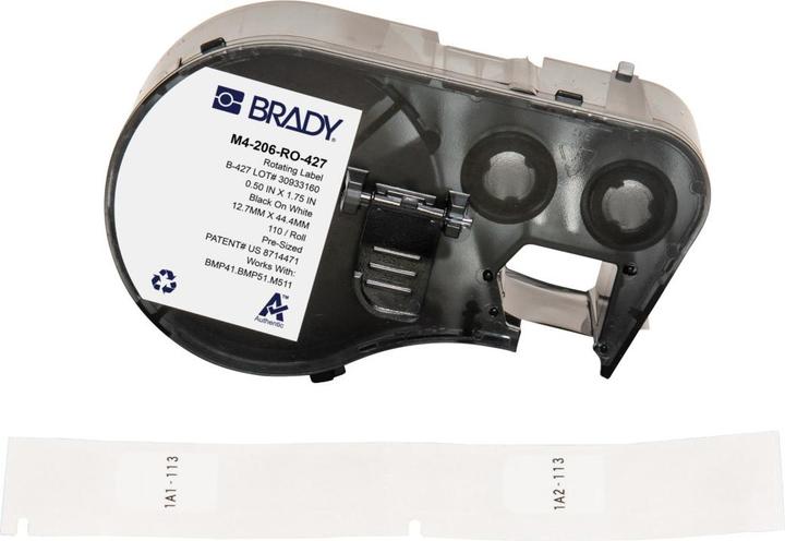 Produktbild Brady Wickelbare, selbstlaminierende Etiketten, Vinyl, 12.7 x 62.23mm, 110Stück, Weiss