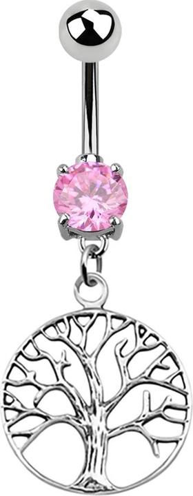 Produktbild Star Piercing Banane silber mit Anhänger Baum pink (ohne Messing, 925 Sterlingsilber, Chirurgenstahl 316L)