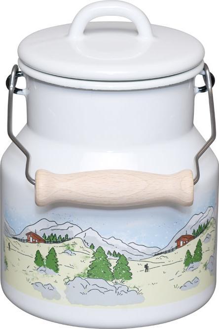 Immagine prodotto Riess Lattiera con coperchio smaltato e manico in legno da 1 litro (1 l)