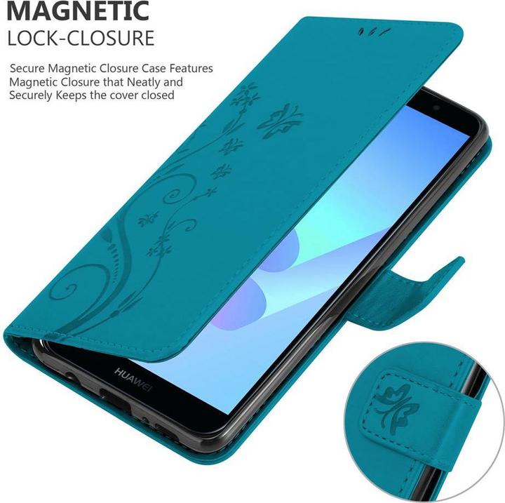 Immagine prodotto Cadorabo Copertina del libro a fiori (Huawei Y6 Prime (2018), Huawei Honor 7a)