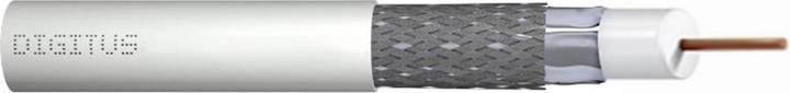 Actual product image Digitus Coaxial cable RG-6 75 Ohm, shielded foil + braiding, 77 per cent Eca PVC, 500 m White-Roll (75 dB, Antenna cable)