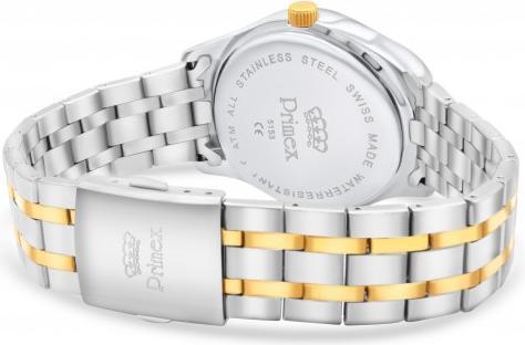 Produktbild Primex Montre Swiss Made - Bracelet Metal Bicolore - Cadran Noir - Etanche 50 M (Analoguhr, 25 mm)