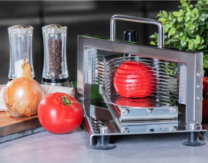 Produktbild Royal Catering Tomatenschneider Edelstahl 10 Klingen 5 5 mm Gastro Gemüseschneider Profi
