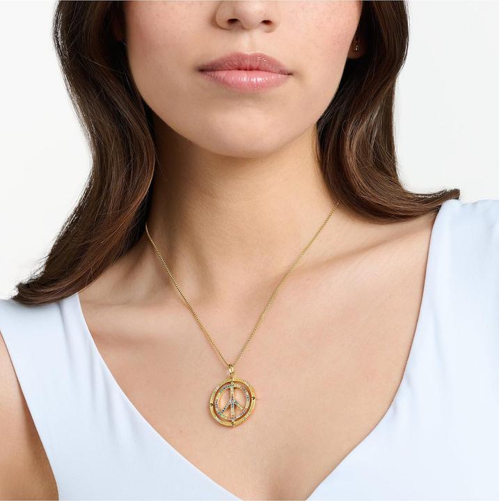 Immagine prodotto Thomas Sabo Ciondolo Segno di Pace con Pietre Colorate Placcato Oro (Argento 925)