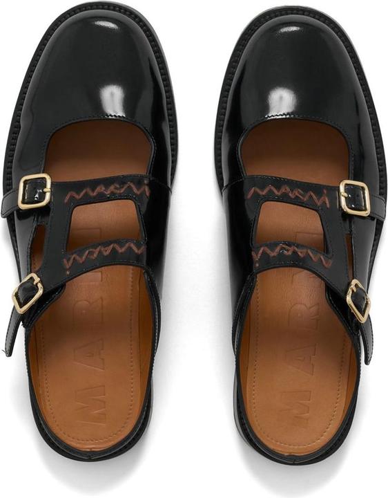 Actual product image Marni moccasin sabot in brushed leather color black (40)