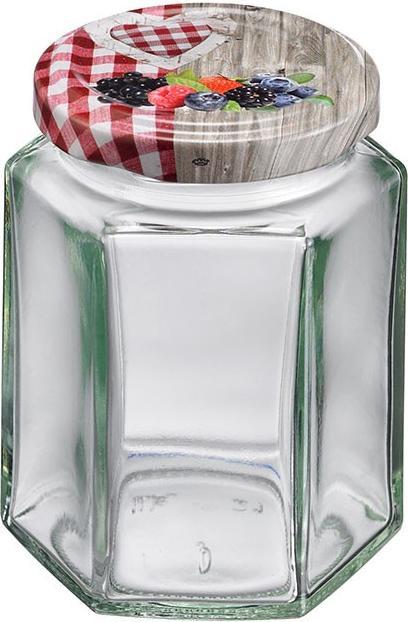 Image du produit Westmark Lot de 6 verres hexagonaux de 191 ml, avec couvercle décoratif en forme de coeur, 58 mm (6 pcs, 0.19 l)