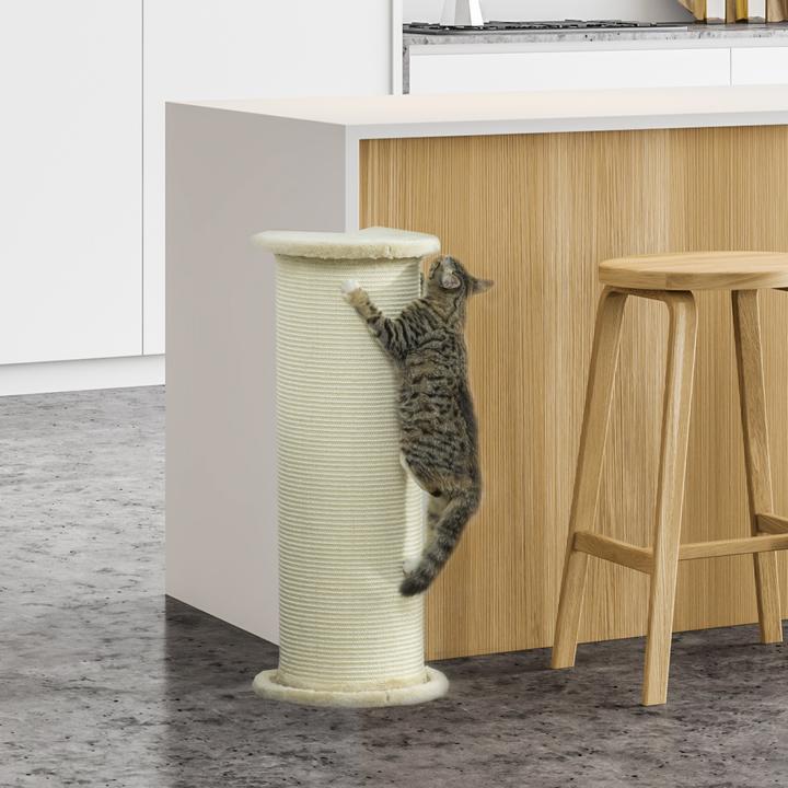 Produktbild PawHut Kratzbrett für Ecken mit Anti-Kipp-Vorrichtung (85 cm, Cremeweiss)