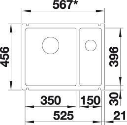 Productafbeelding Blanco Subline 350/150-U (Onderbouw gootsteen, 45.60 cm, 52.50 cm)