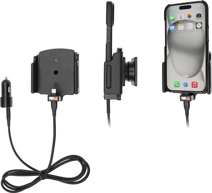 Produktbild Brodit einstellbarer Halter (seitlich) Aktiv USB, 12V, für APPLE iPhone 15, inkl. USB-Ladegerät, fü