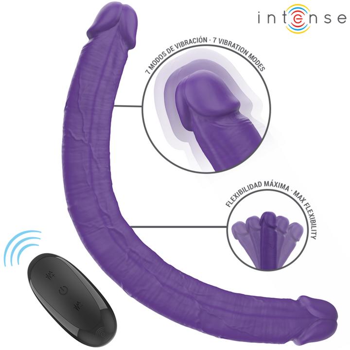 Produktbild Intense Gunter Dildo Doppelvibrator 40 cm Lila Fernbedienung