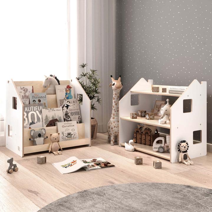 Produktbild Montessori Bücher- & Spielzeugregal Set