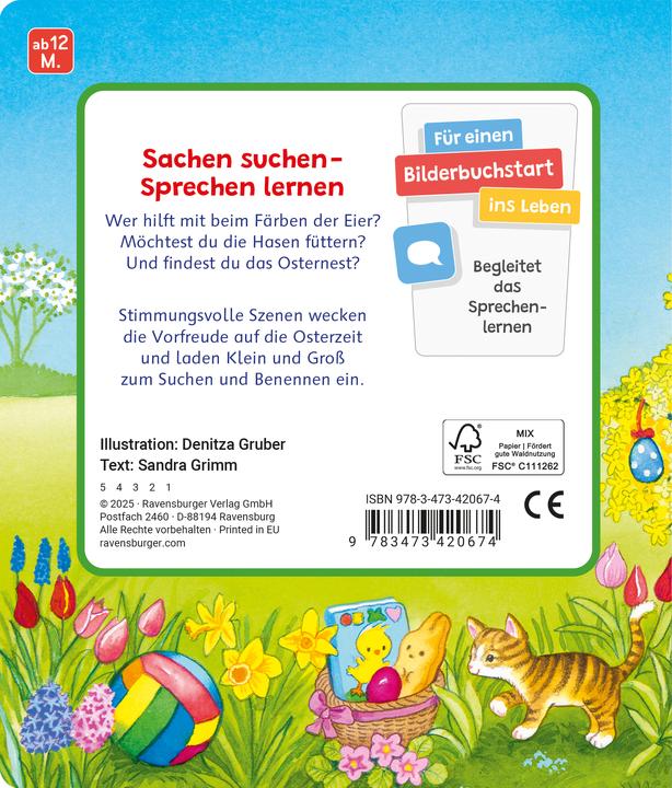 Immagine prodotto Ravensburger La mia prima ricerca di oggetti: Buona Pasqua, libro illustrato in cartone da 12 mesi, libro (Tedesco)