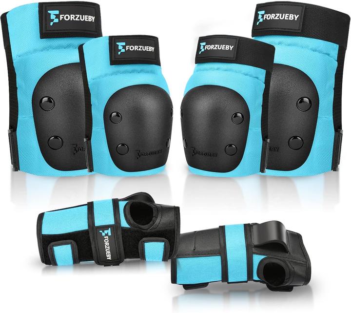 Immagine prodotto Forzueby Schutzausrüstung-Set für Skaten & BMX (6-teilig) (XS, Protezioni per i polsi, Protettori gomito, Ginocchiera, 6 pezzi)