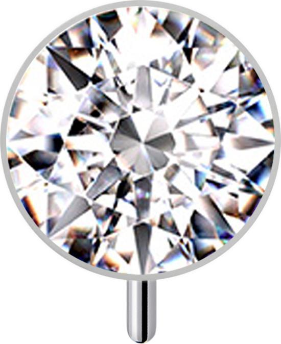 Star Piercing Threadless Halbkugel silber front mit Kristall silber (ohne Messing, Titan G23)
