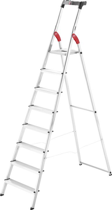 Hailo L60 StandardLine, Alu-Sicherheits-Stehleiter, 8 Stufen (Stehleiter, 13 cm)
