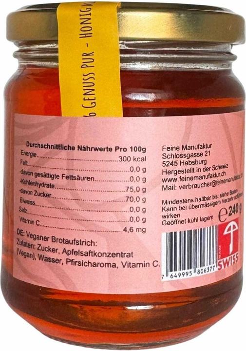Nährwerte und Zutaten Feine Manufaktur Honig Alternative Pfirsich 240 g (240 g)