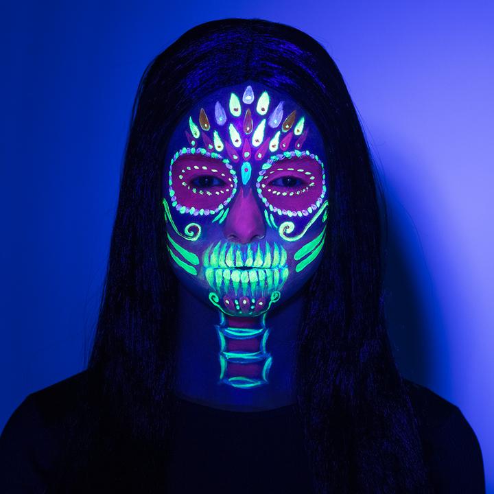 Actual product image Boland Bright Skull make-up set:UV fluorescent colours