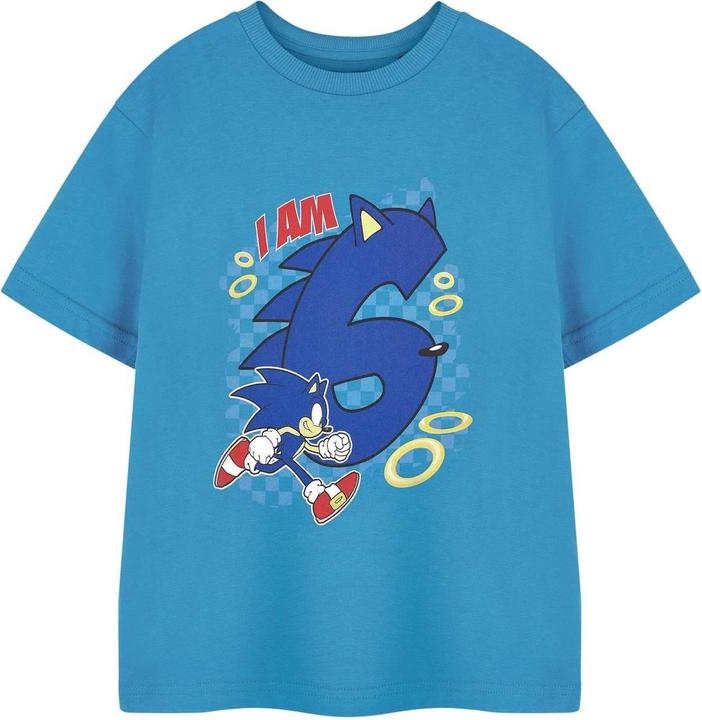 Actual product image Sonic The Hedgehog Boys Short-Sleeved 6th Birthday T-Shirt (128)