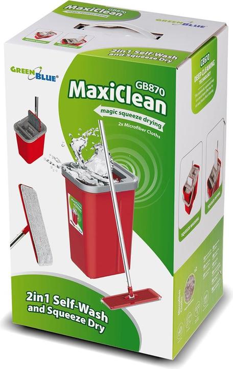 Actual product image Greenblue Flat broom + bucket + telescopic pole + 2 x Microfiber mat 5.7 L floor cleaning XXL set swivel head (1 pcs.)