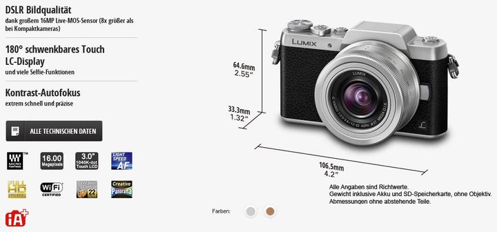 Immagine prodotto Panasonic Dmc Gf7 (16 Mpx, Micro Four Thirds)