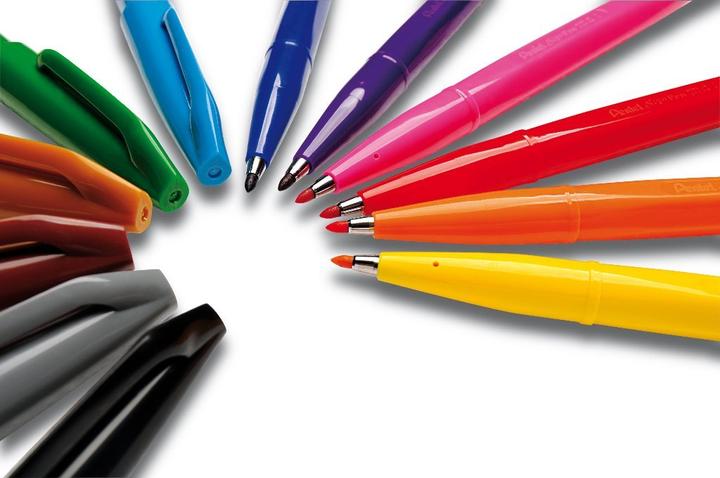 Actual product image Pentel Brush Sign Pen, Fibre Pen (Multicoloured, 7 x)