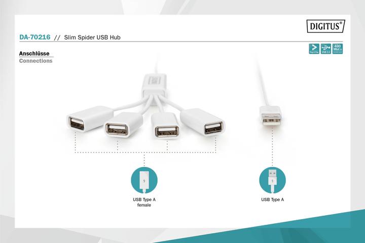 Immagine prodotto Digitus ragno sottile (USB-A, 4 Porti)