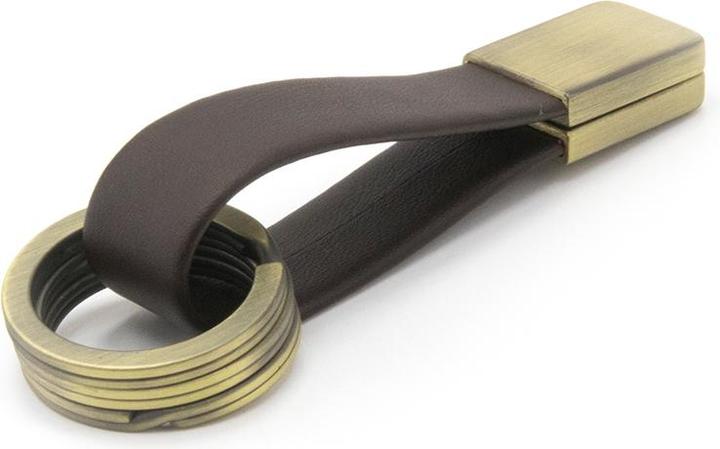 Produktbild Troika TWISTER ANTIK Schlüsselhalter Lederschlaufe mit "TWIST-Verschluss", braun/antik gold