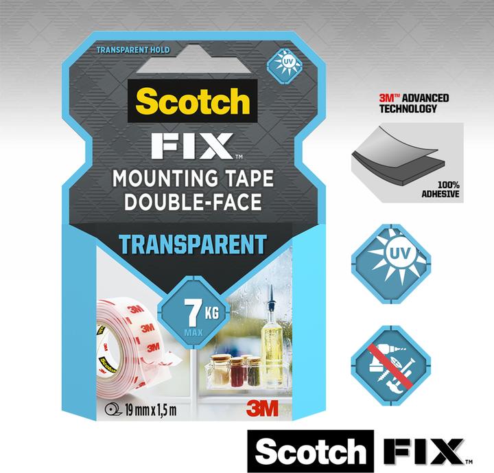 Produktbild Scotch Scotch-Fix Transparentes Montageband (19 mm)