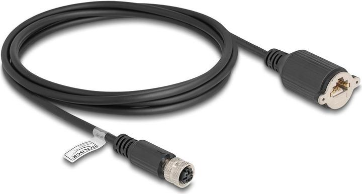 Produktbild Delock M12 Kabel D-kodiert 4 Pin Buchse zu RJ45 Buchse zum E (F/UTP, CAT5e, 2 m)