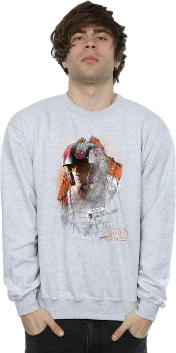 Actual product image Star Wars Mens The Last Jedi Poe Dameron Brushed Sweatshirt (M)