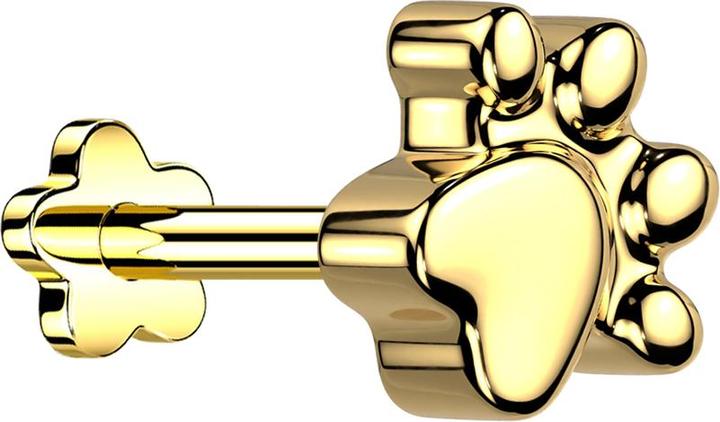 Star Piercing Micro Threadless Labret Blume gold Pfote (ohne Messing, Titan G23)