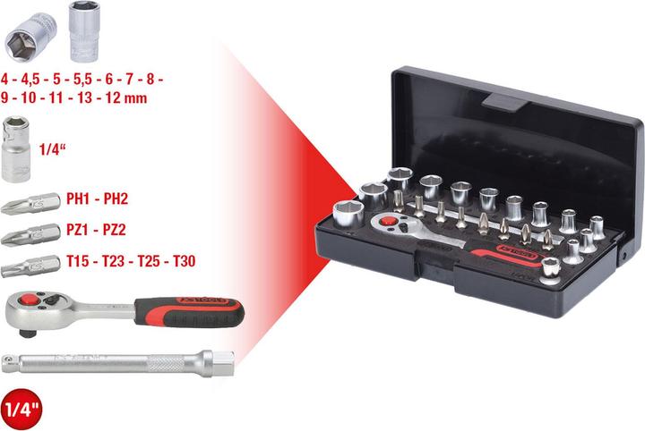 Immagine prodotto KS Tools 1/4" Steckschlüssel-Satz (13 mm, 8 mm, 10 mm, 4 mm, 11 mm, 7 mm, 12 mm, 6 mm, 9 mm, 5 mm)