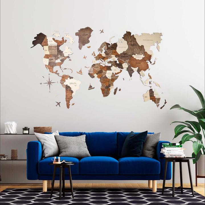 Immagine prodotto Enjoy The Wood Mappa del mondo in 3D (120 x 200 cm)