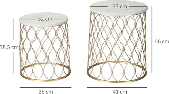 Produktbild Swisshandel24 2er-Set Gartentisch Beistelltische Couchtische Retro Drahtkorb Metallkorb Garten Satztisch Gartenmöb (41 x 46 cm)