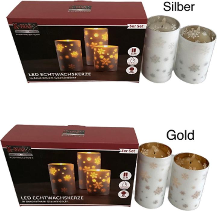 Immagine prodotto Art Collection Candela in vetro con vera cera 3D e timer Set da 3 (3 pz.)