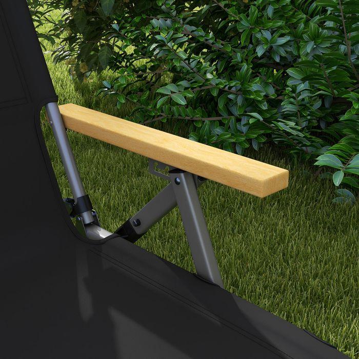Actual product image Swisshandel24 Campingstuhl faltbar, 4-fach verstellbare Rückenlehne, Kopfstütze, Schwarz