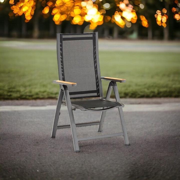Image du produit Zebra Gamme de mobilier de jardin FLY FLY Fauteuil relax graphite avec accoudoirs en teck