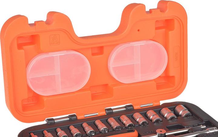 Immagine prodotto Bahco 1/4"-Steckschlüssel-Satz, metrisch, Sechskant, inklusive Umschaltknarre - 16-teilig (13 mm, 8 mm, 10 mm, 4 mm, 11 mm, 7 mm, 12 mm, 6 mm, 9 mm, 5 mm)