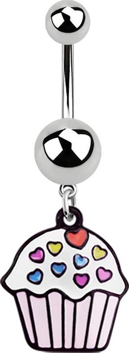 Image du produit Star Piercing Banane argent avec pendentif cupcake (sans laiton, Acier chirurgical 316L)