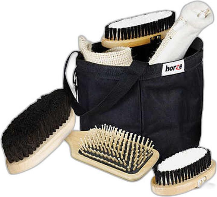 Produktbild Horze Set aus Tasche und Putzzeug aus Holz für Pferde
