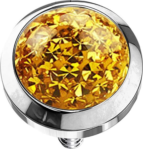 Image du produit Star Piercing Dermal Anchor Dôme en cristal jaune Couche de protection en époxy (Acier chirurgical 316L, sans laiton)