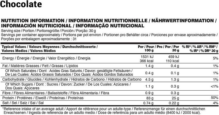 Nährwerte und Zutaten Optimum Nutrition Gold Standard Isolate (Erdbeere, 1 Stk., 930 g)