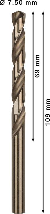 Image du produit Bosch Professional Zubehör Foret hélicoïdal PRO Stainless Steel HSS-Co, 7.5 x 69 x 109 mm (7,5 mm)