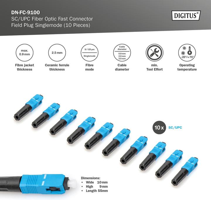 Actual product image Digitus Fibre optic field connector SC/UPC 10pcs Fast Connector (0.06 m)
